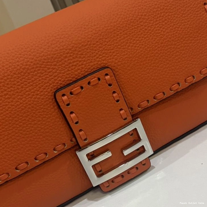 Affordable Leather Fendi Orange In Cuoio Bag Selleria Romano Medium Baguette 0714